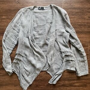 Fenini Women's 100% Linen Cardigan Open Front Size Small